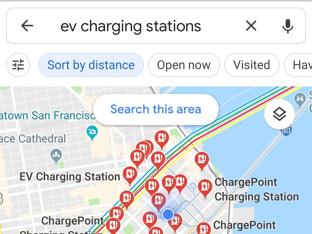 В Googlemaps появятся особые маршруты для электромобилей